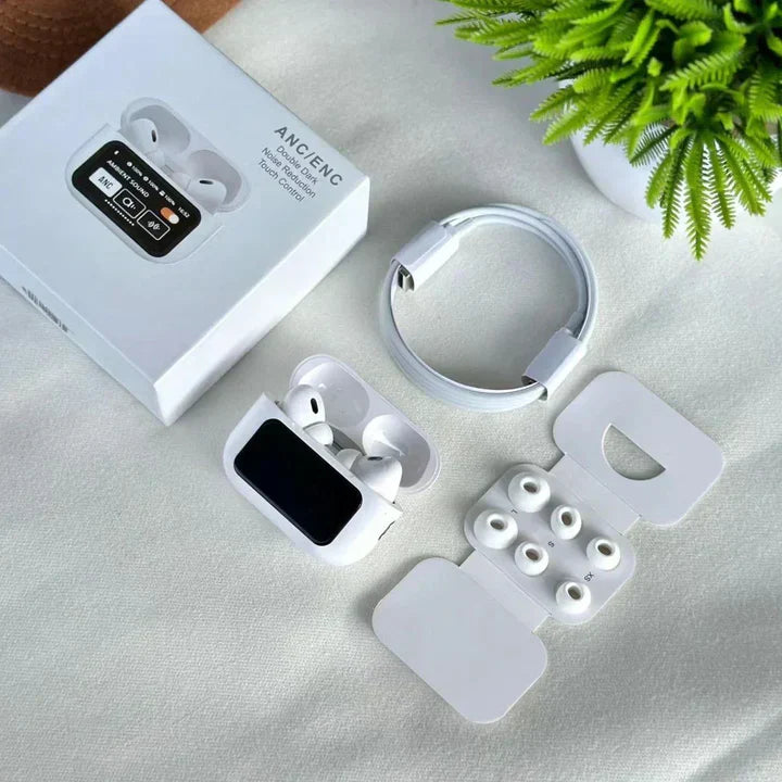 A9 Pro Touchscreen LED Earbuds – ANC Wireless Earbuds with Smart Display & 48H Battery